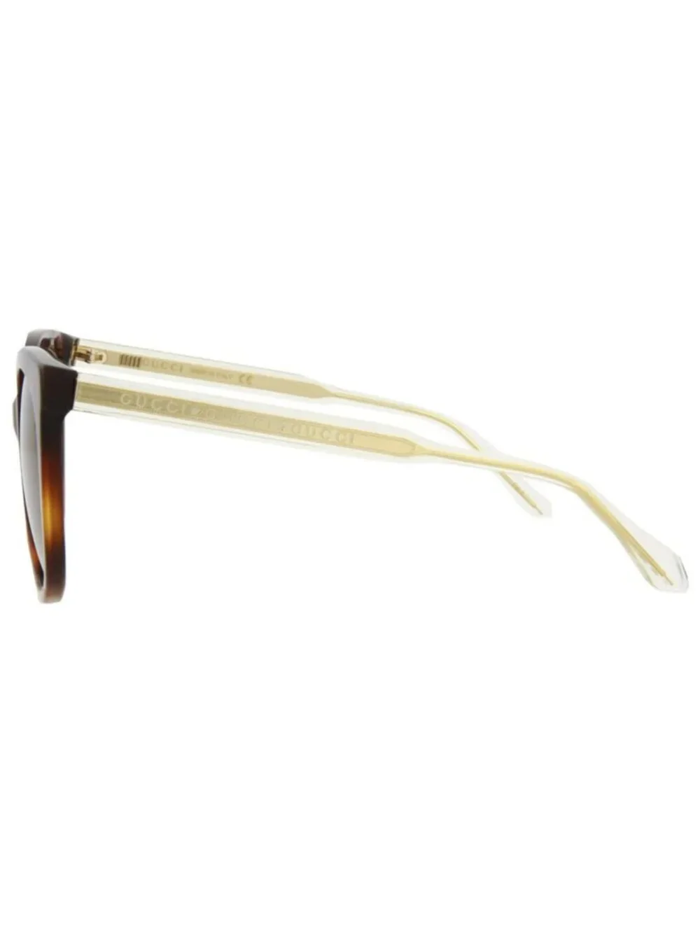 New Gucci Women's Sunglasses Cat Eye Acetate Frame Havana Crystal Brown